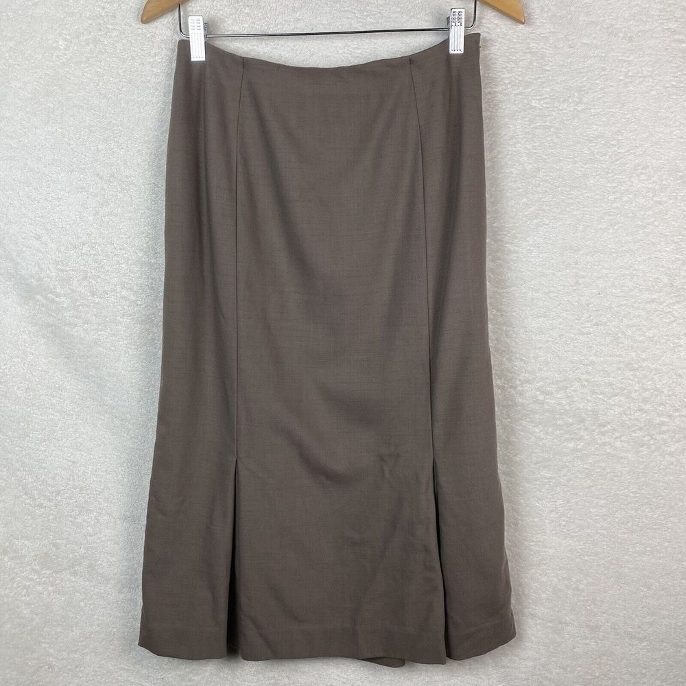 TALBOTS Womens Stretch Wool Skirt Pleated Size 6 Brown Made‎ in Japan Career